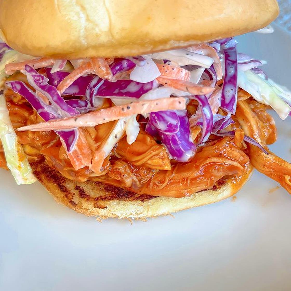 BBQ pulled chicken with coleslaw