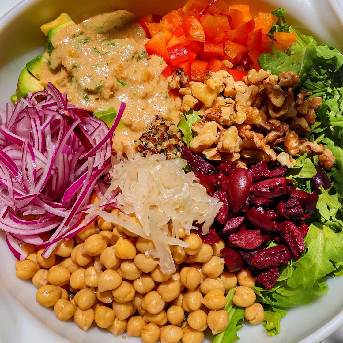 Rainbow Quinoa Salad with Creamy Lemon Dressing