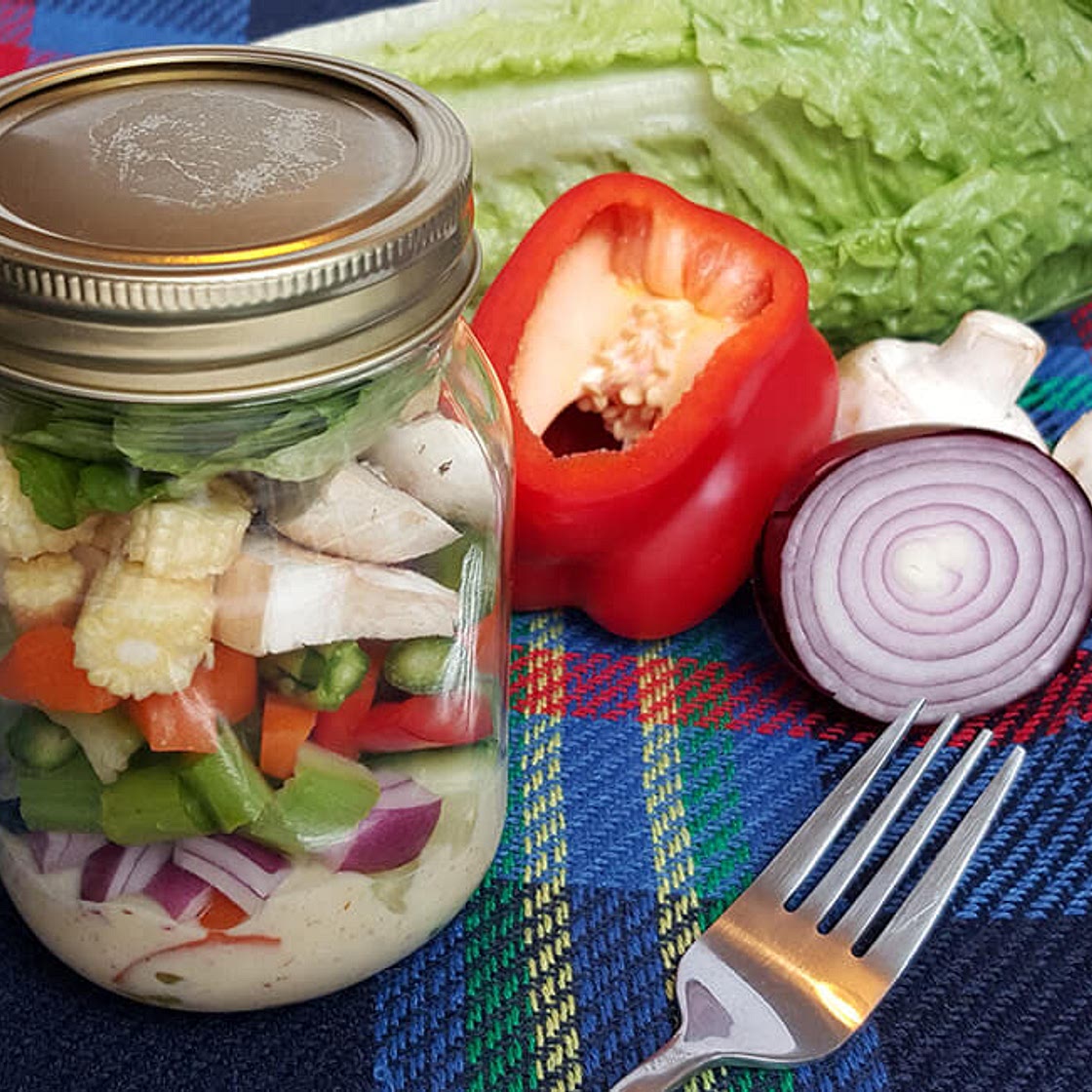 Salad Jars with Honey Mustard Dressing