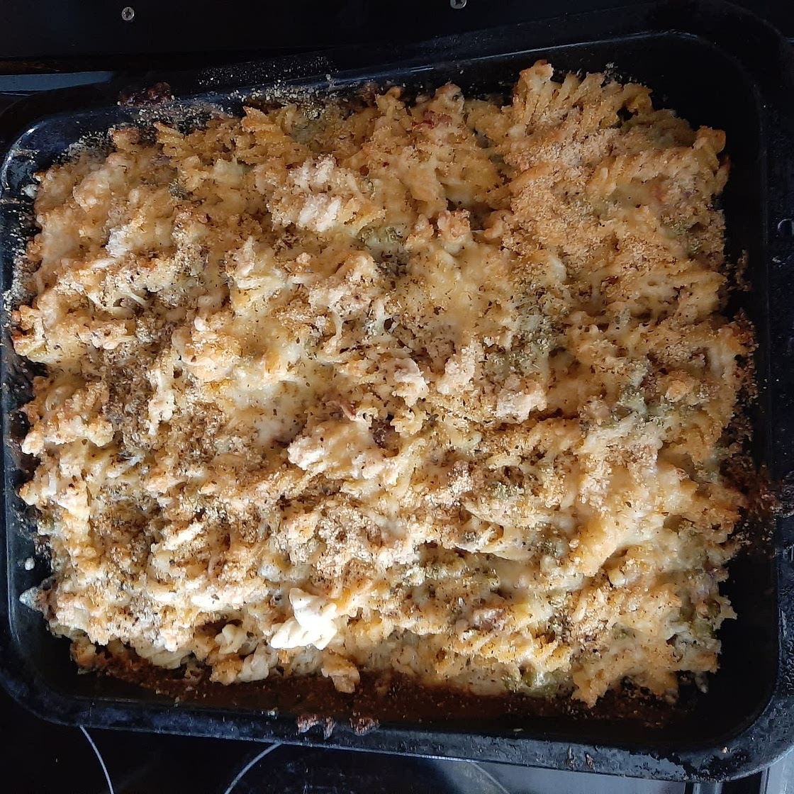 Tuna Pasta bake whatever you got in the cupboard