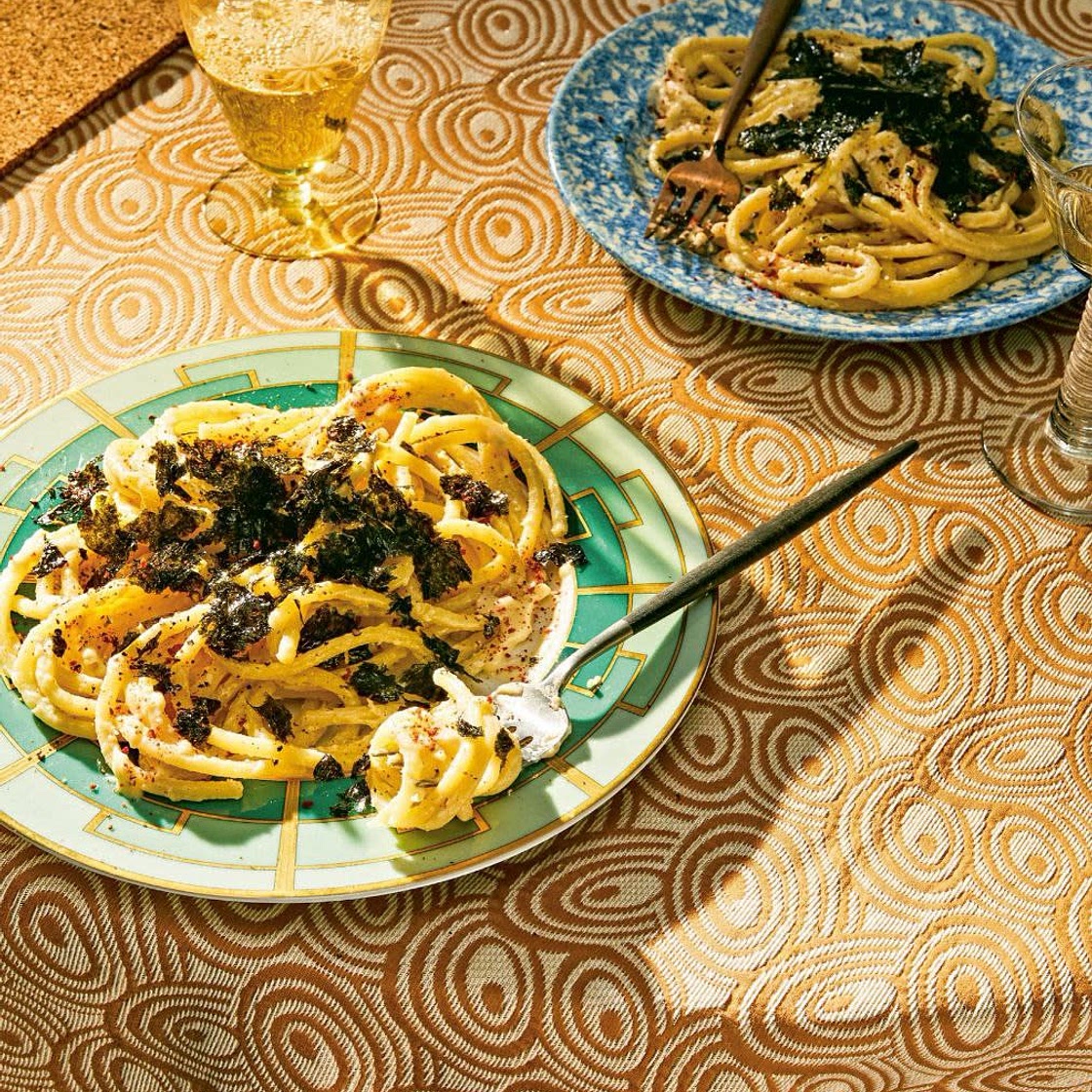 Creamy Bucatini with Roasted Seaweed