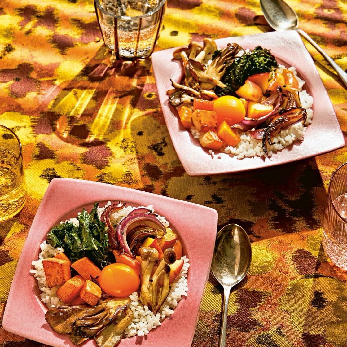 Sheet-Pan Bibimbap with Roasted Fall Vegetables