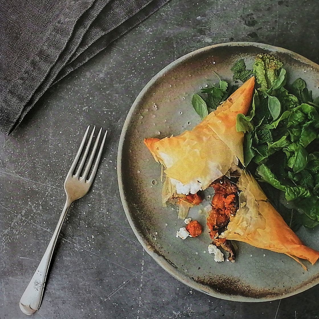 Filo Sweet Potato and Goat Cheese Triangles