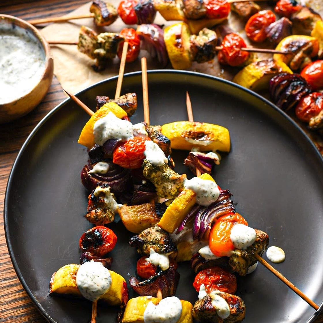 7 Ingredient Lemon Dill Chicken Kabobs