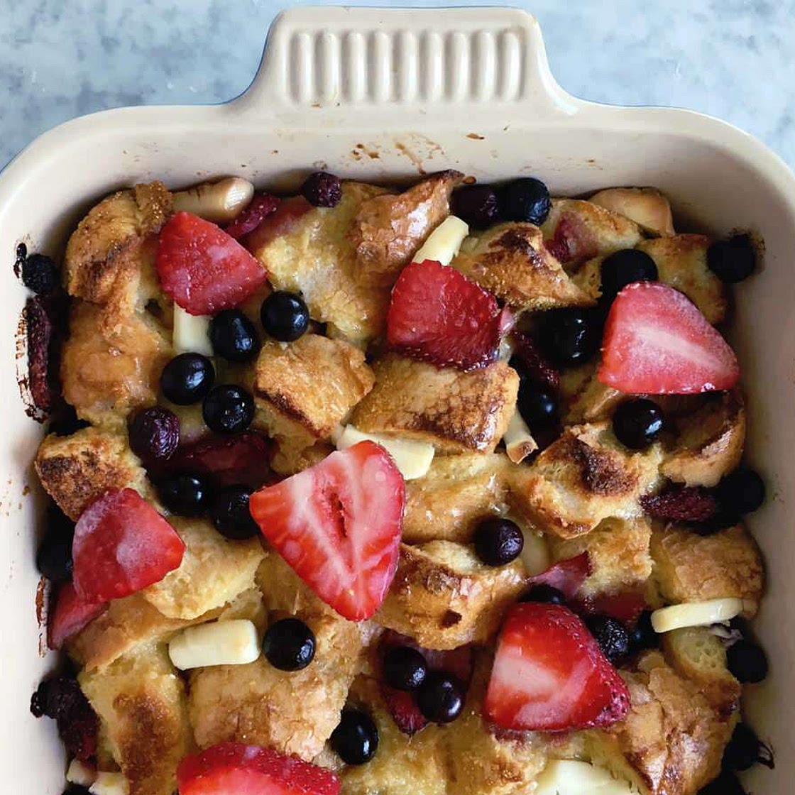 Double Berry Cream Cheese French Toast Casserole