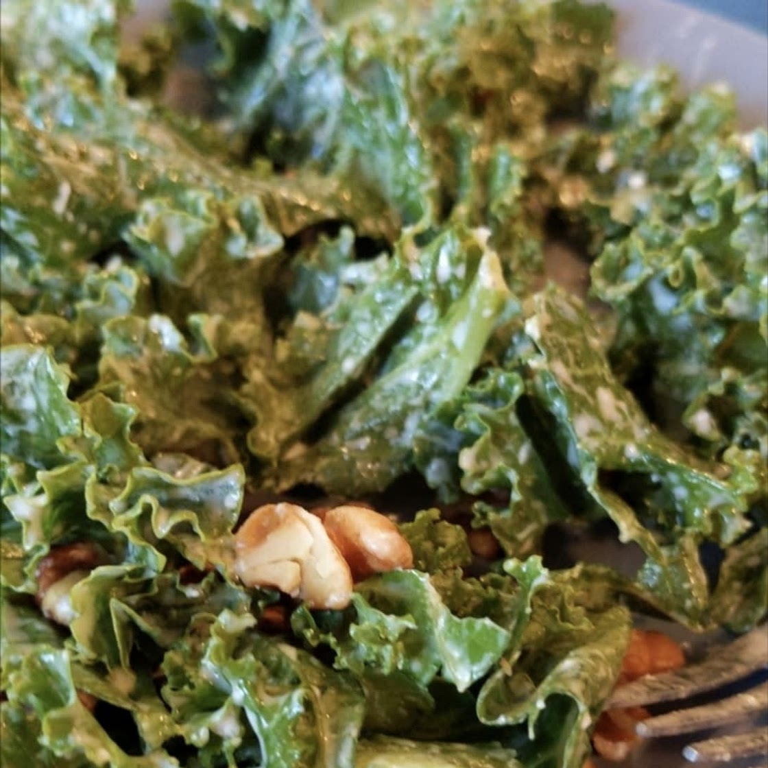 Creamy Kale Walnut Caesar Salad