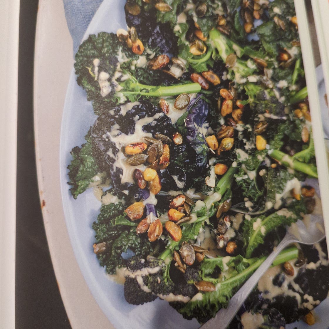 sweet and salty tahini crunch greens