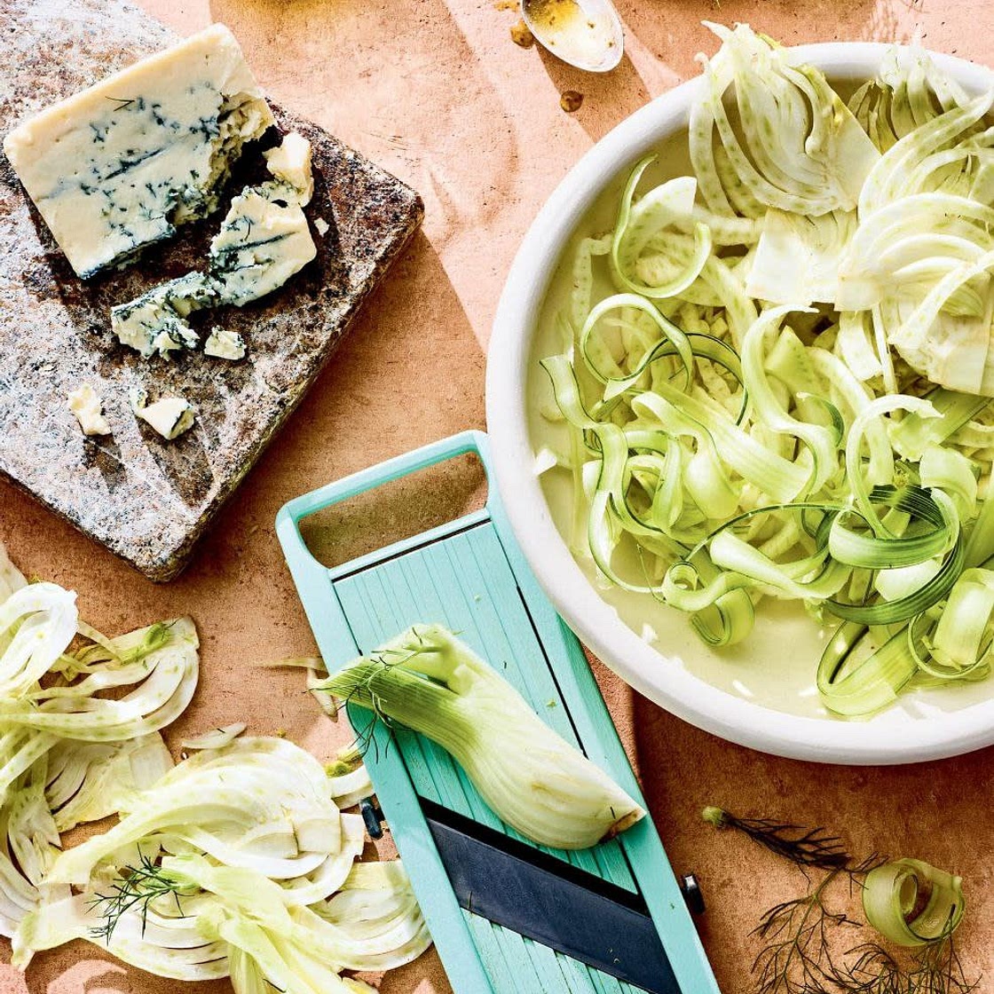 shaved fennel with fig vinaigrette & blue cheese