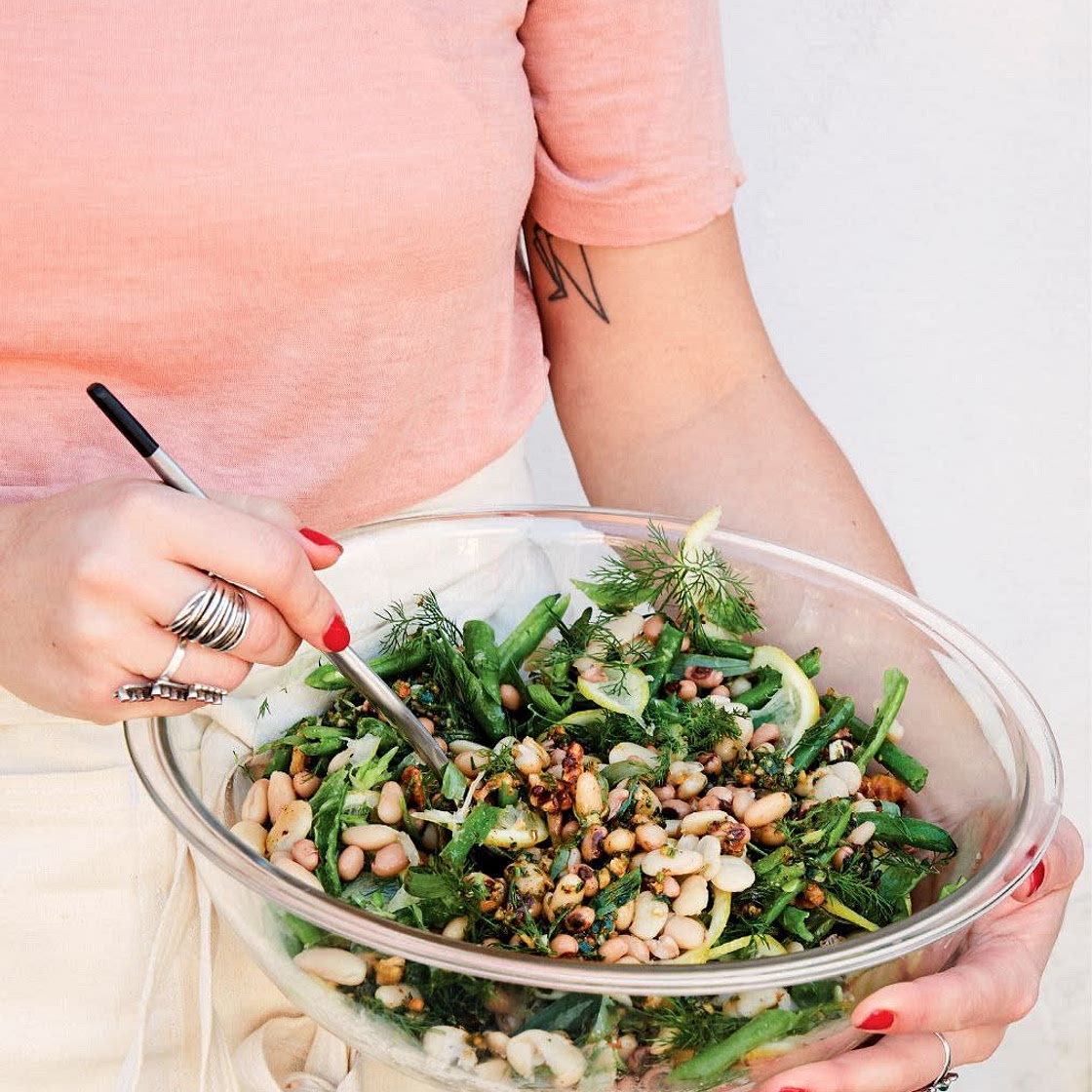 Four-Bean Salad with Green Romesco