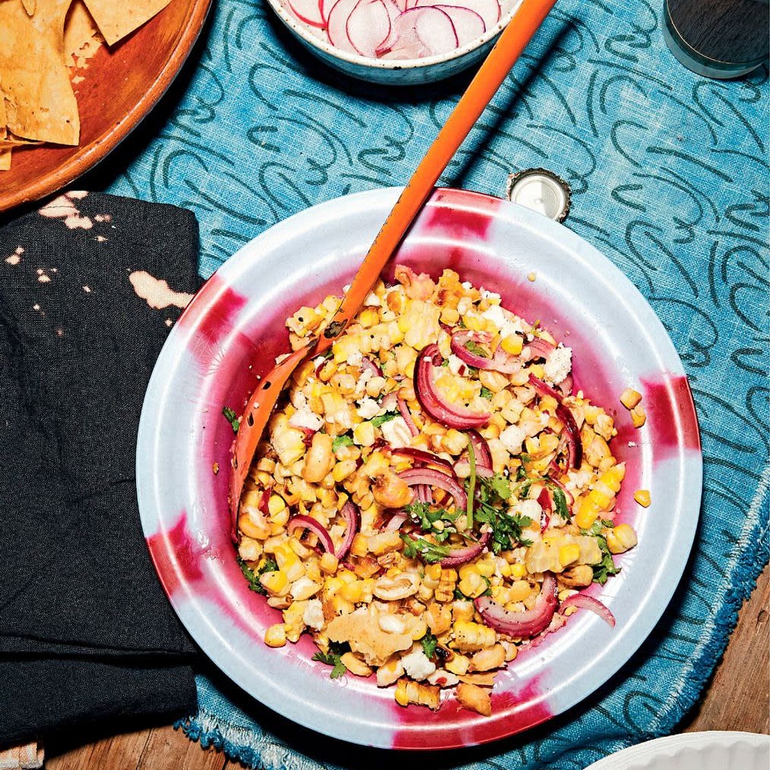 Grilled Corn Salad with Fresh Cheese and Corn Nuts
