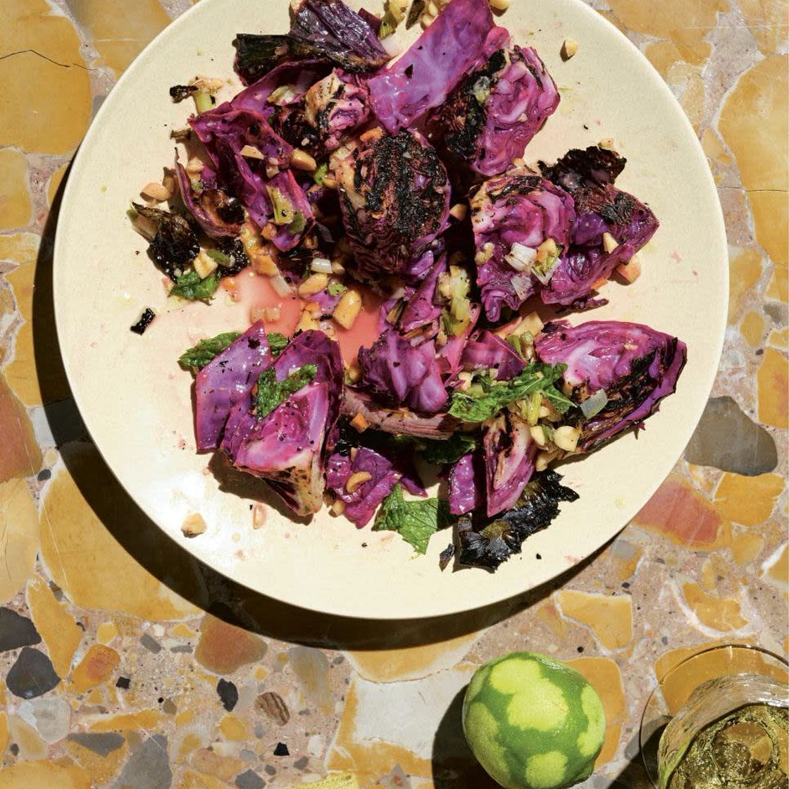 Spicy and Sour Grilled Cabbage with Chopped Peanut Vinaigrette