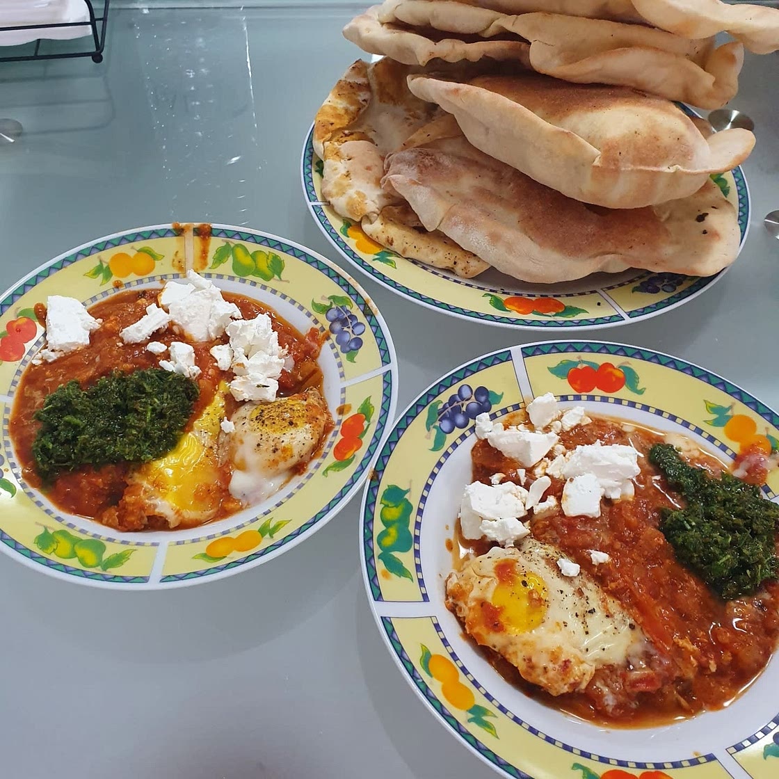 Shakshuka with parsley pesto