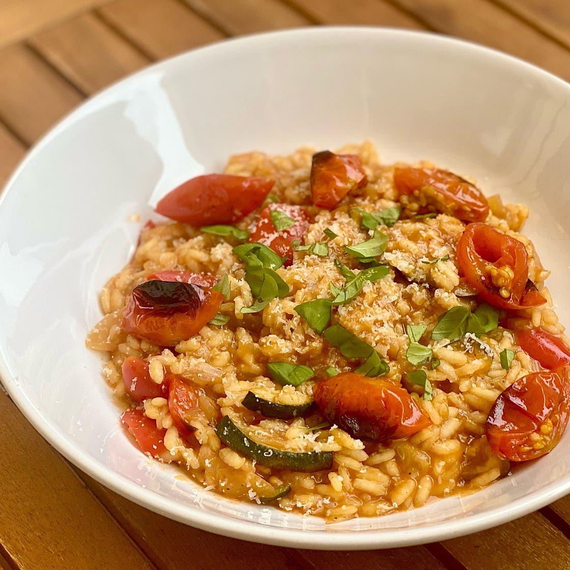 Creamy Tomato & Roasted Veg Risotto (Vegan)