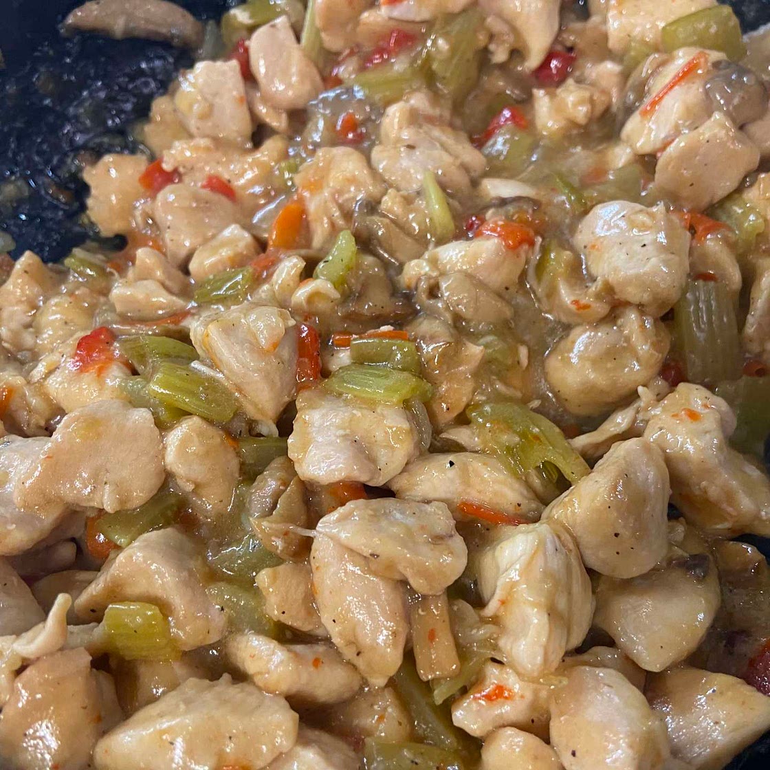 Celery Mushroom Pepper Chicken