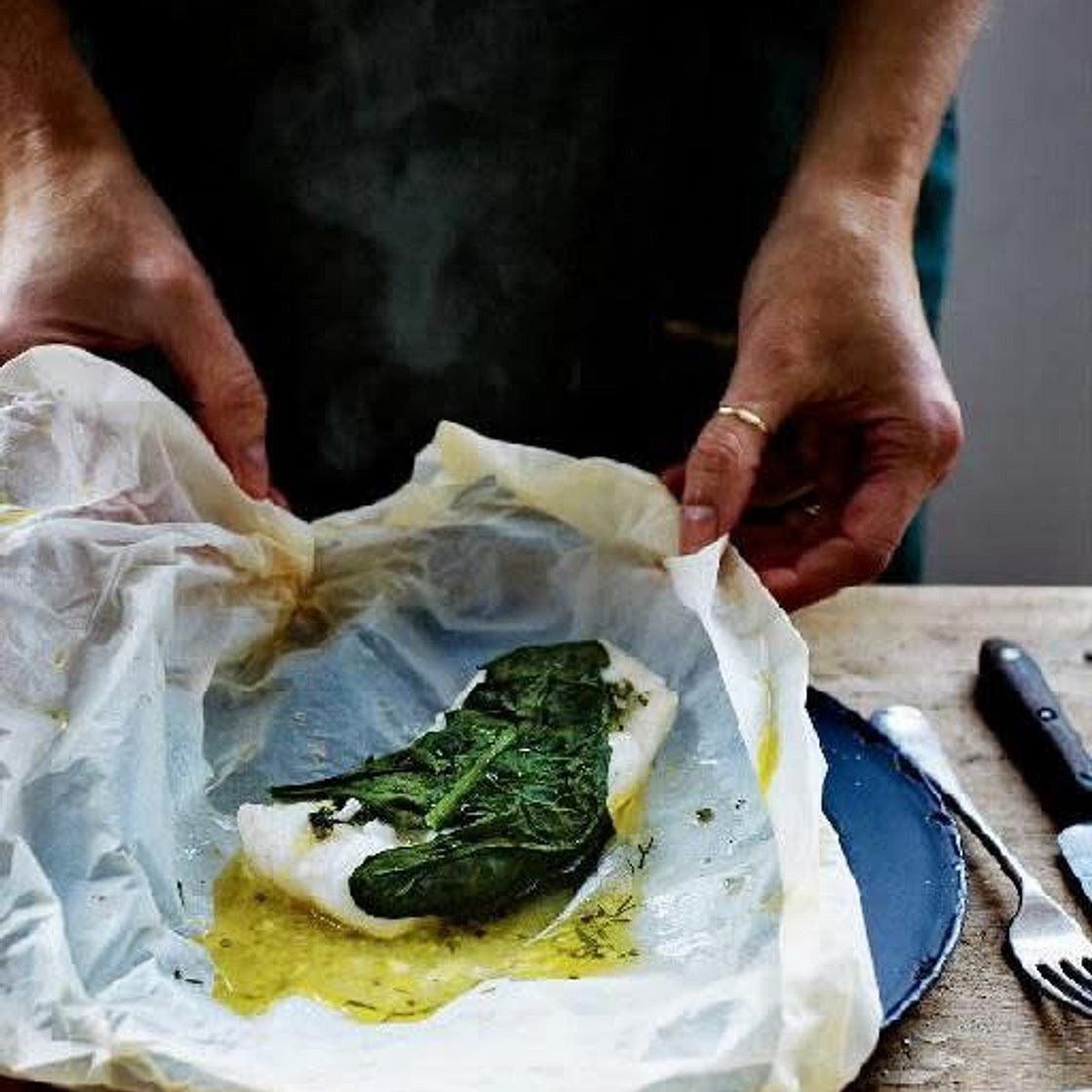 Hake with Herb Butter en Papillote