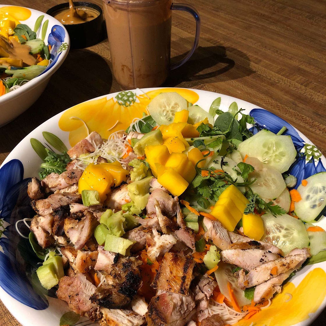 Peanut Chicken Spring Roll Bowl