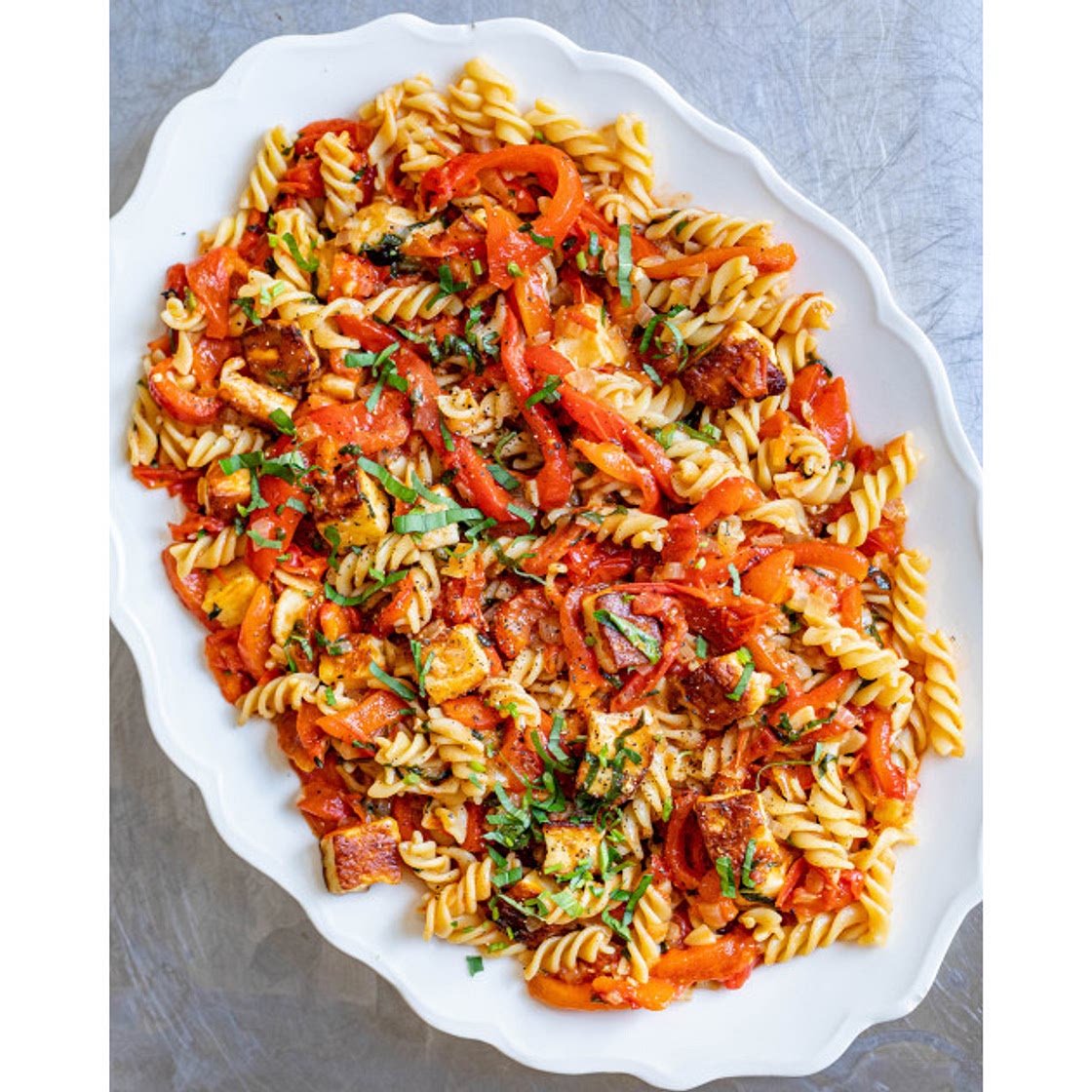 Charred Pepper and Halloumi Pasta
