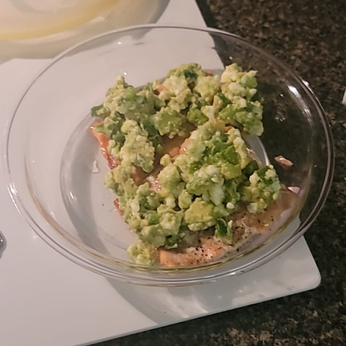 Salmon with Spicy Avocado Feta Salsa