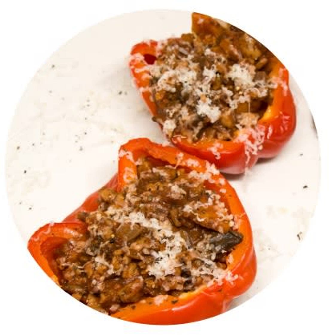 tempeh bolognese stuffed peppers