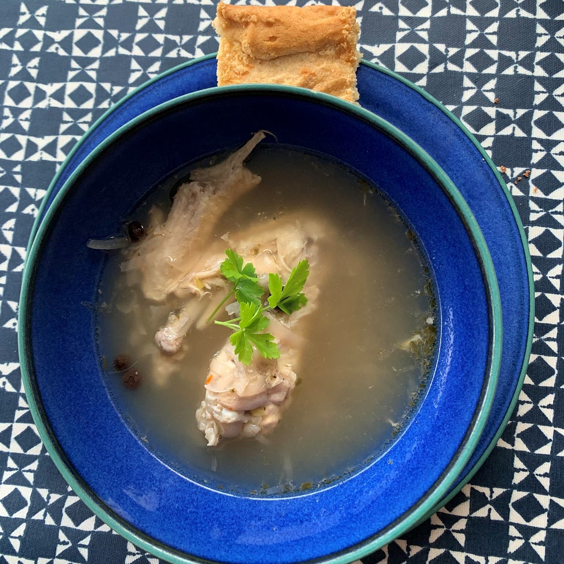 Chicken Souse and Johnny Cake
