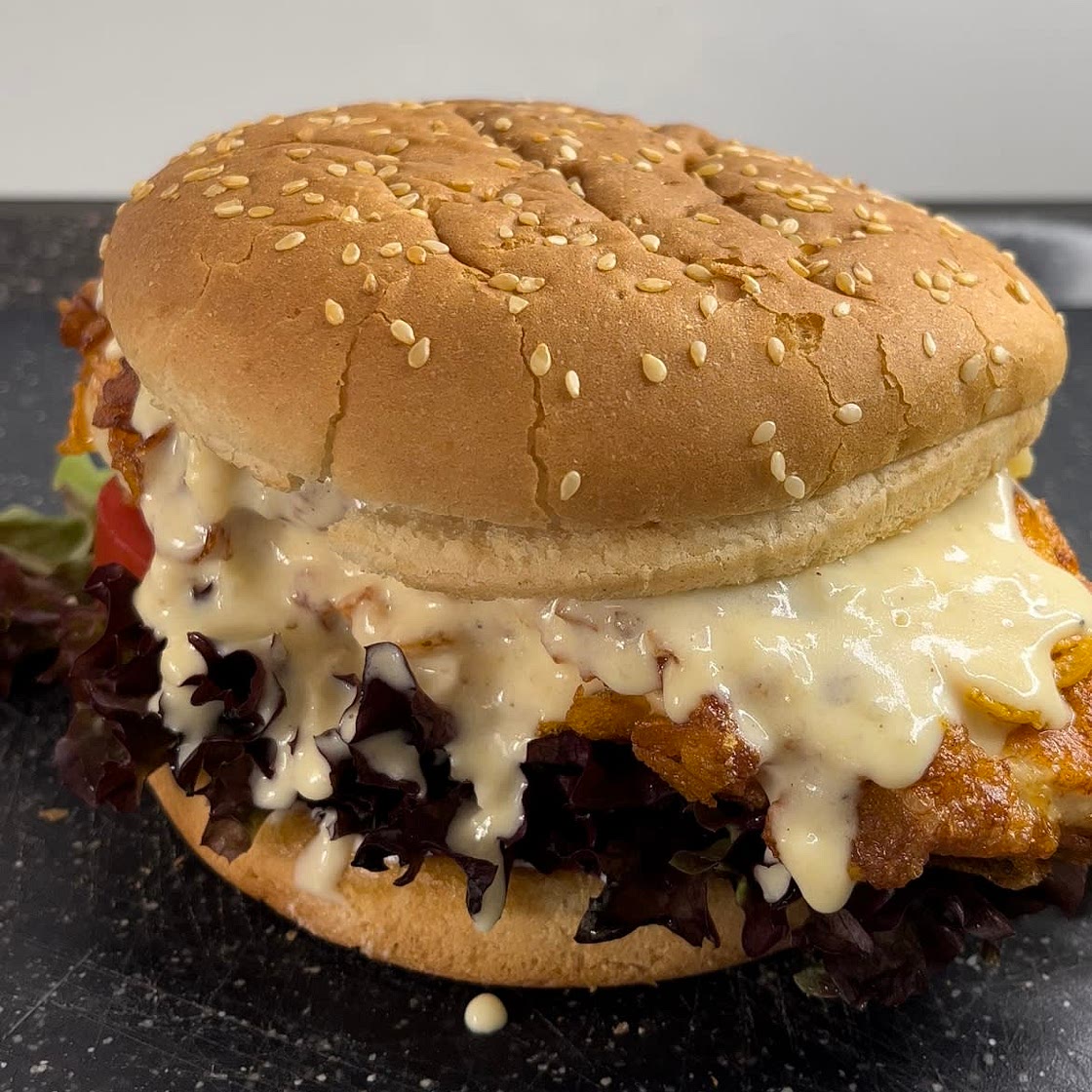Crispy parmesan chicken burger