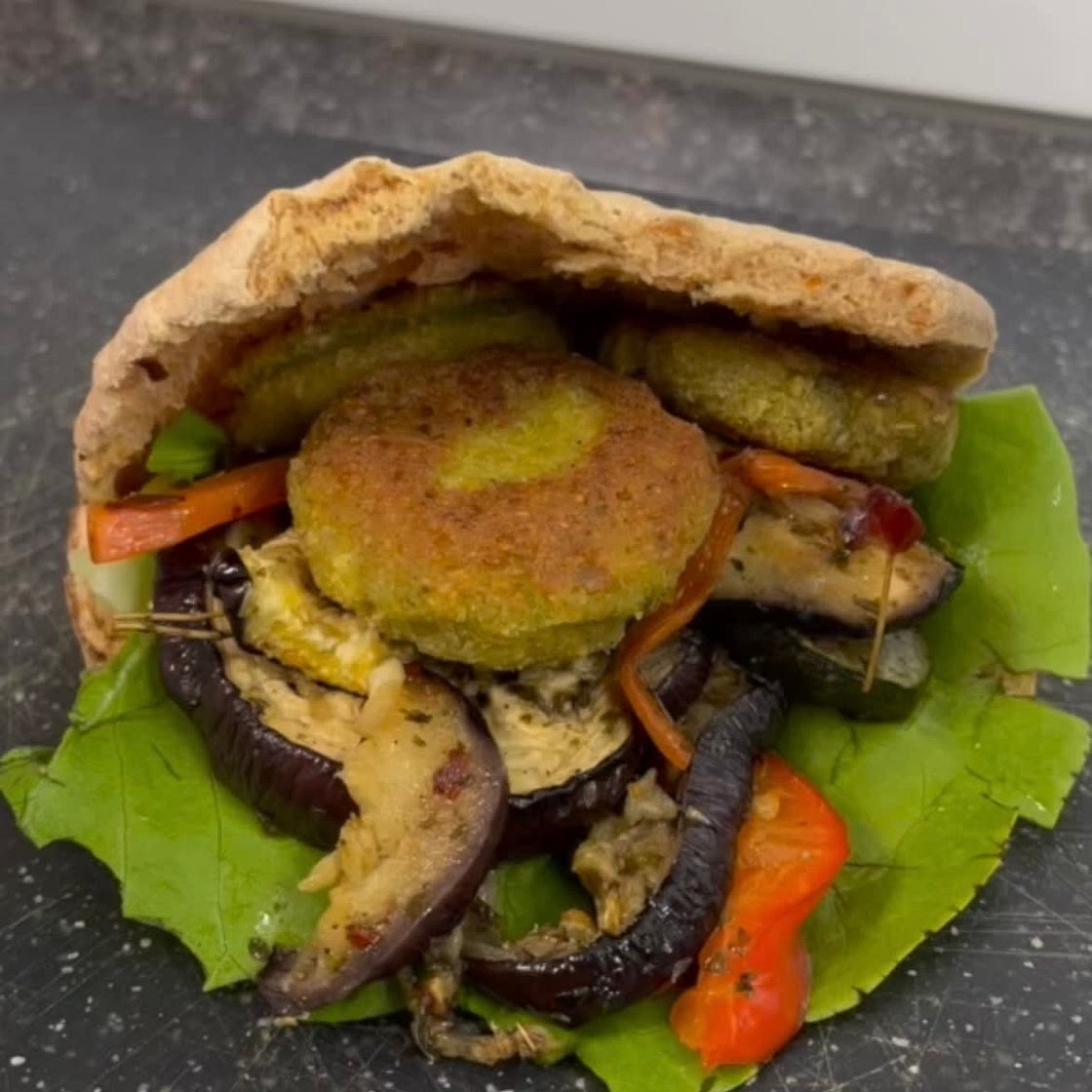Falafel Pita with grilled vegetables
