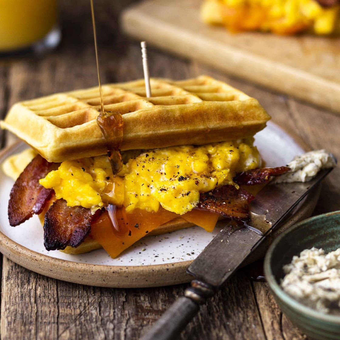 Low FODMAP Waffle Breakfast Sandwich