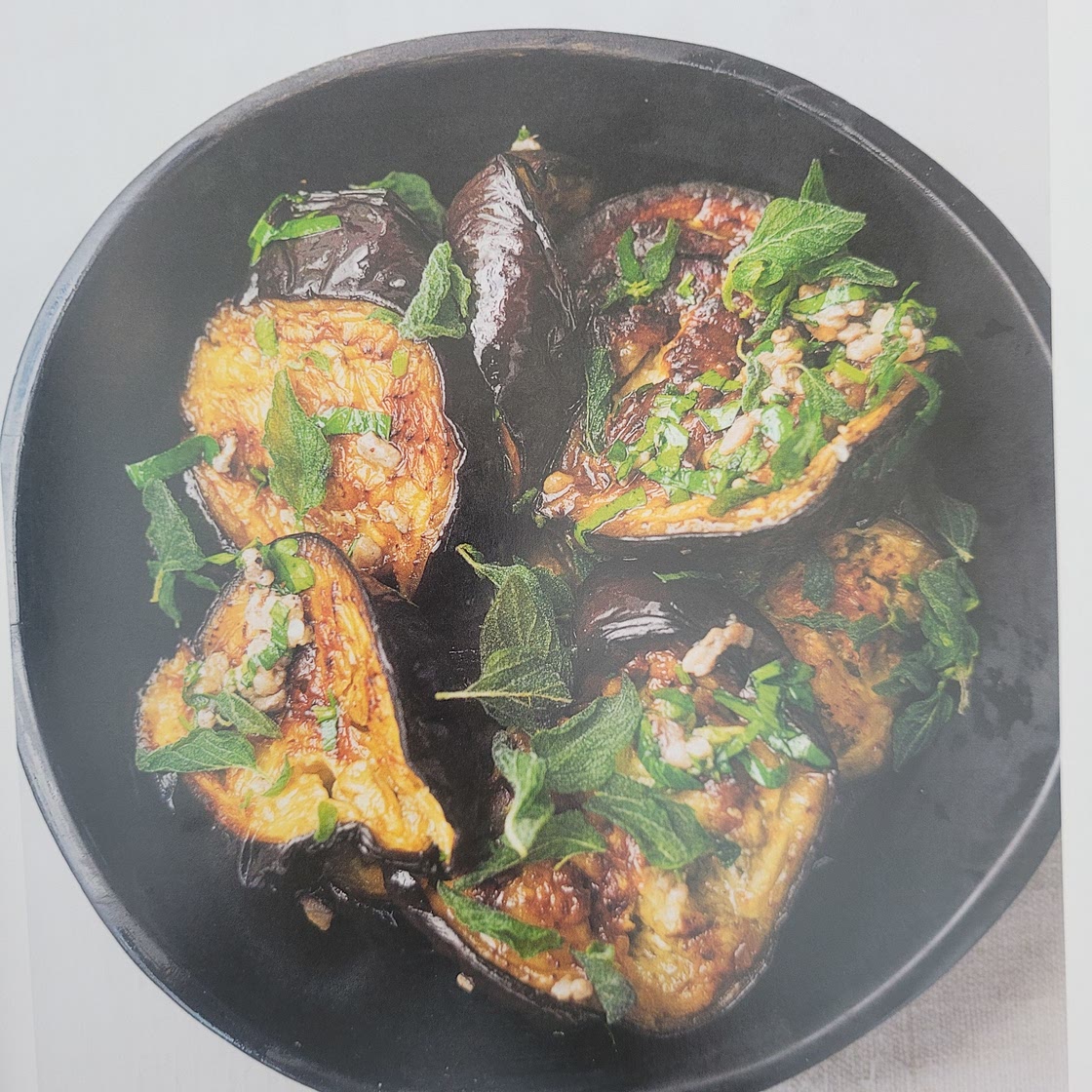 Roasted eggplant with anchovies and oregano