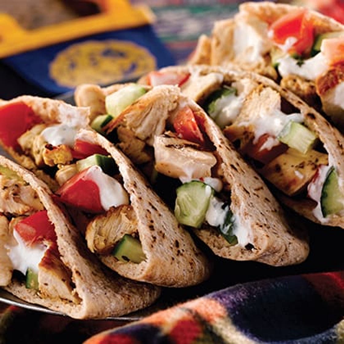 Chicken Cucumber and Hummus Pitas