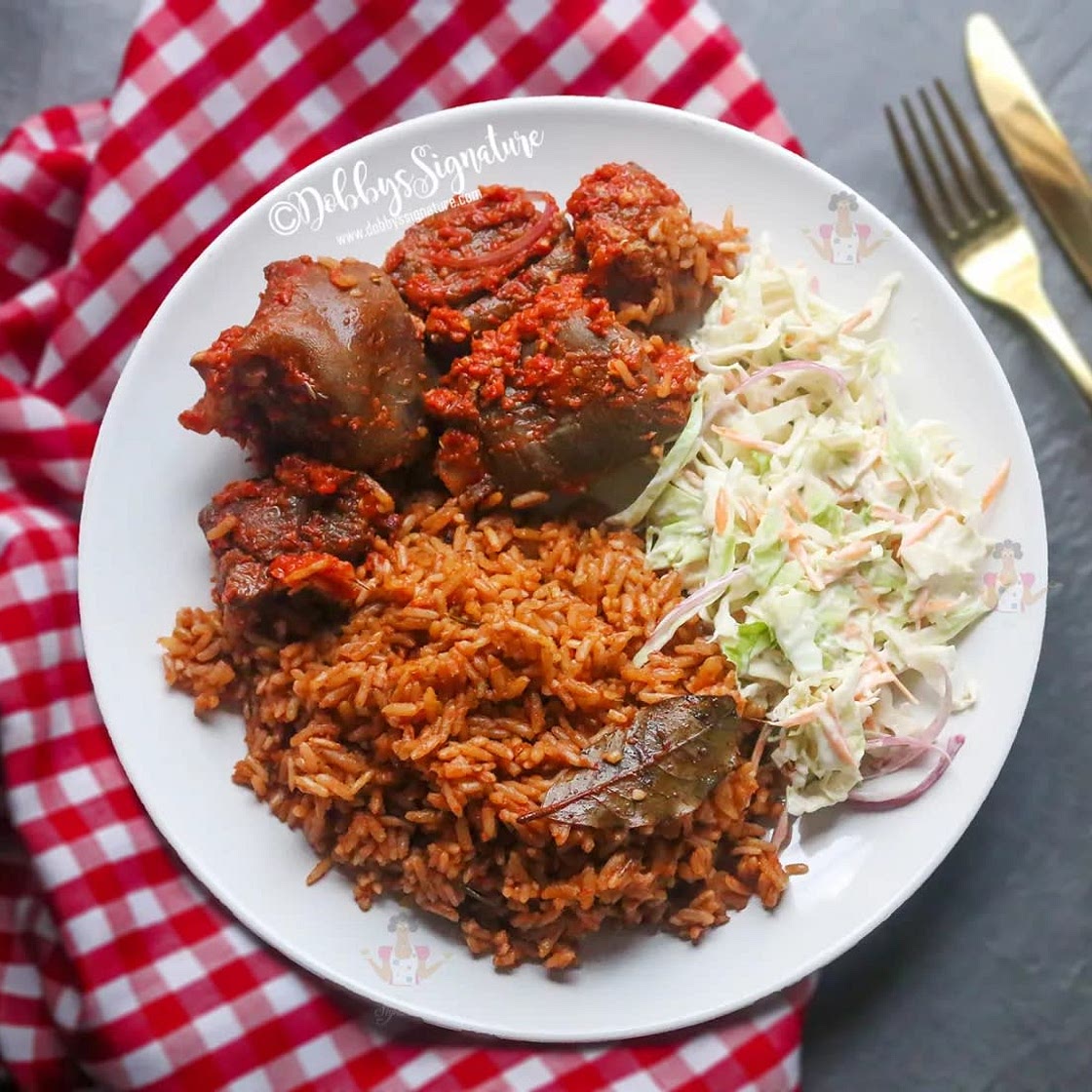 Nigerian Jollof Rice with Goat Meat