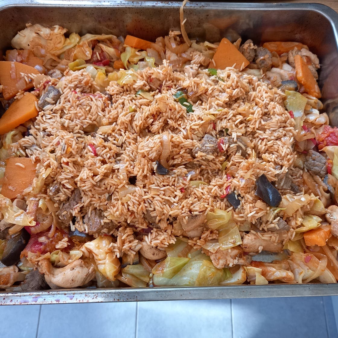 Beef and Chicken Jollof Rice