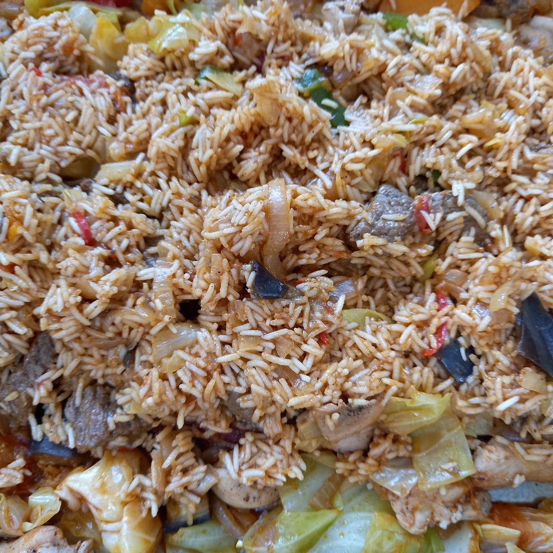 Beef and Chicken Jollof Rice