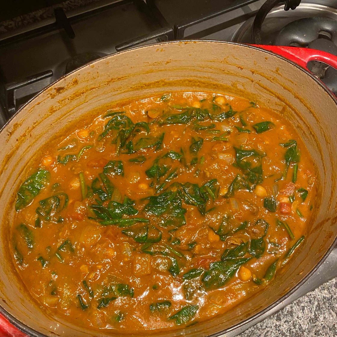  Lamb, chickpea, spinach curry 