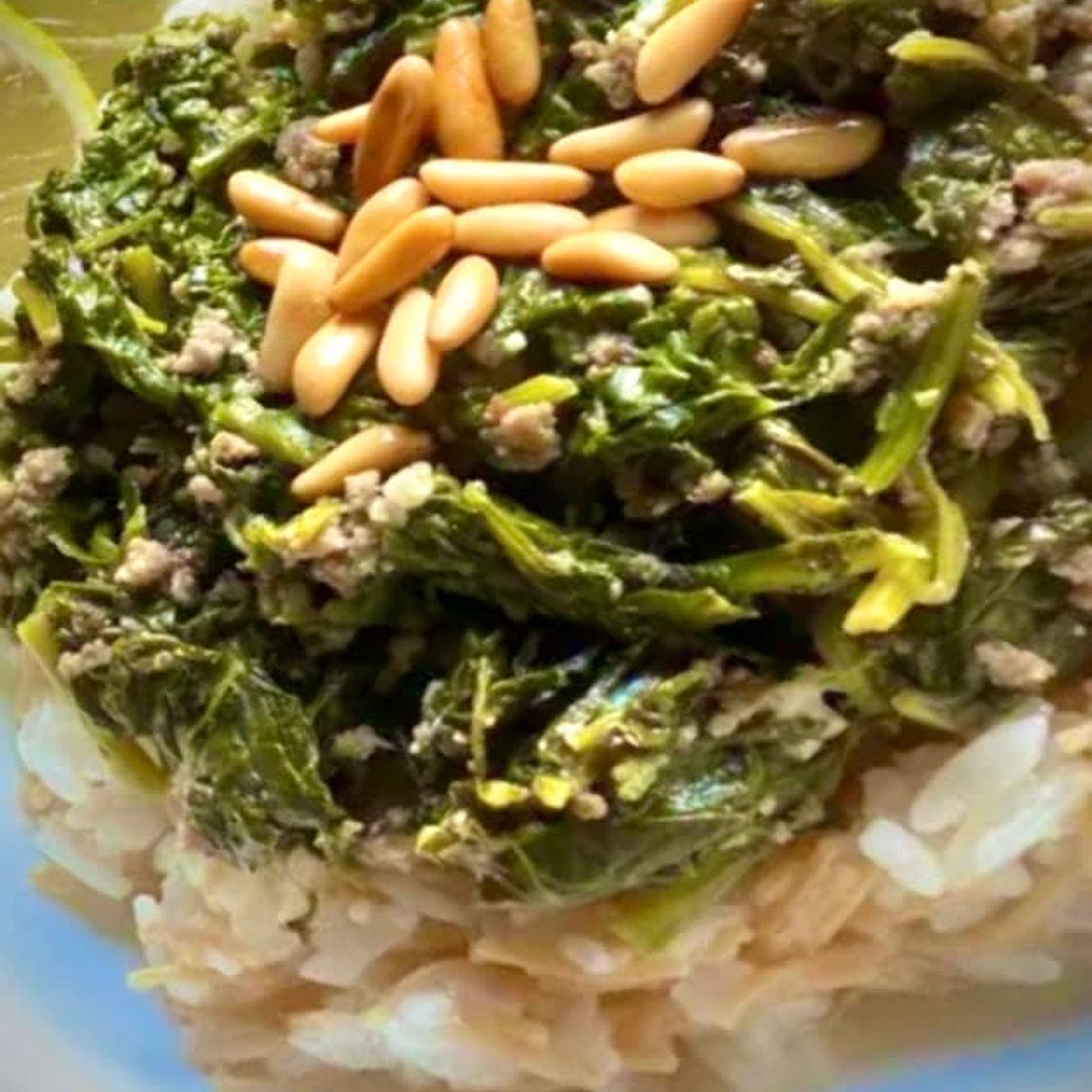 SPINACH AND BEEF STEW (SABANEGH W-RIZ).