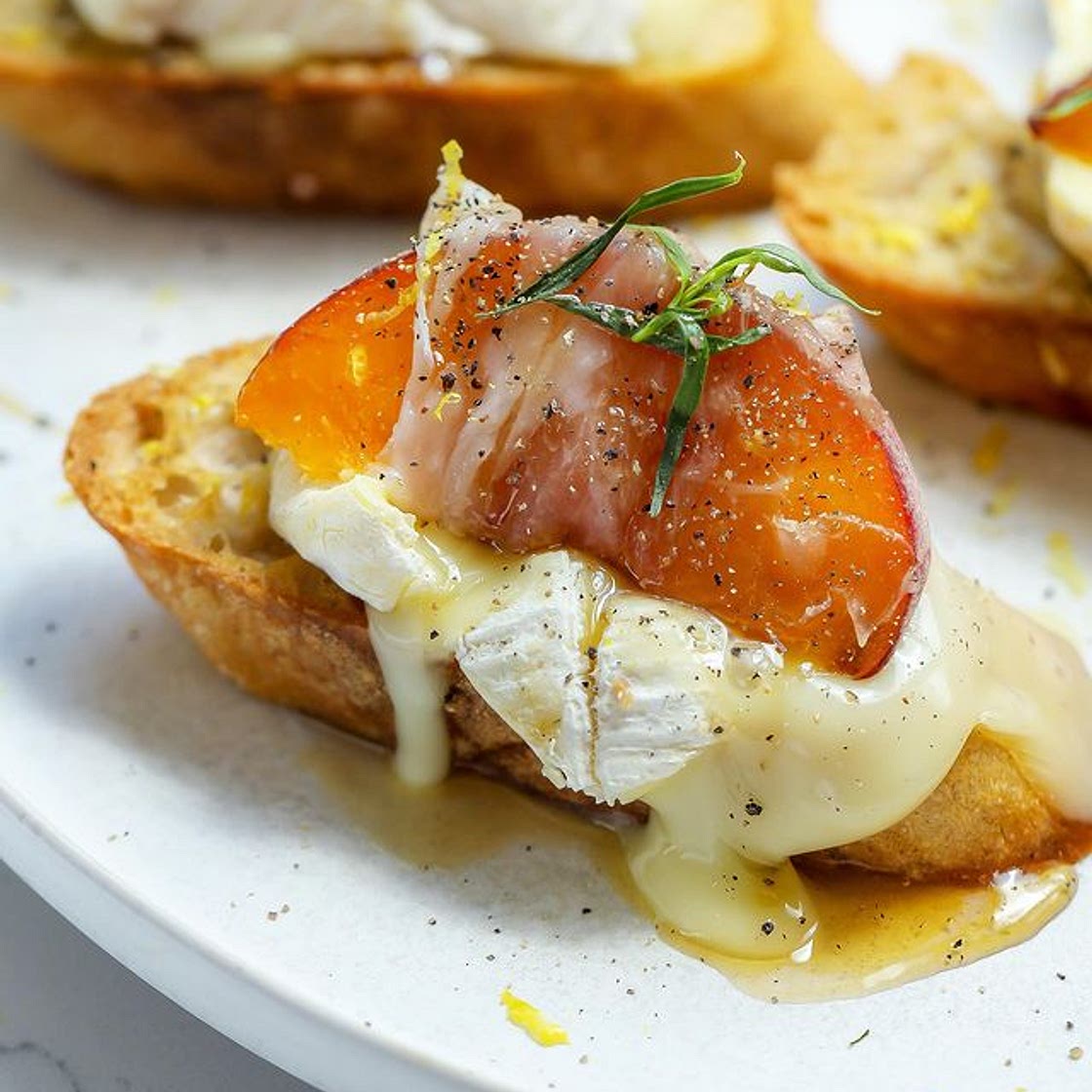 Peach,Brie &amp; Habanero Honey Crostini…follow
