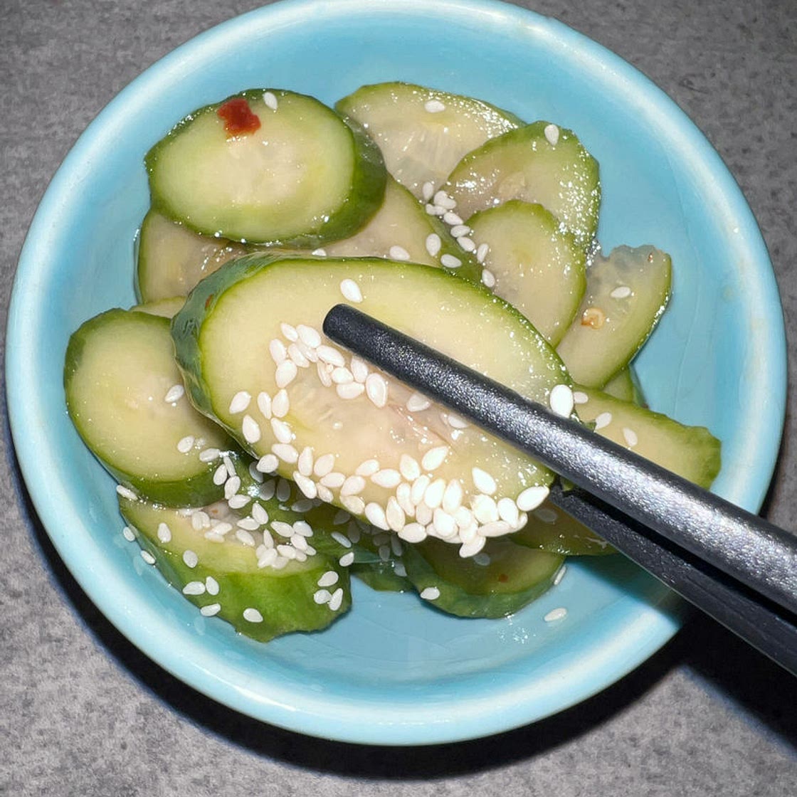 Spicy Sesame Pickled Cucumbers