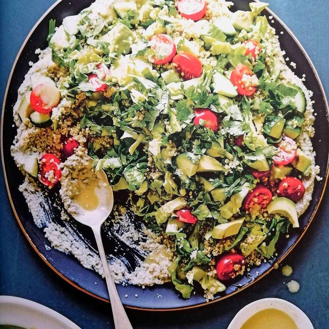 Quinoa Salad with Green Lentil Hummus Base [VG]