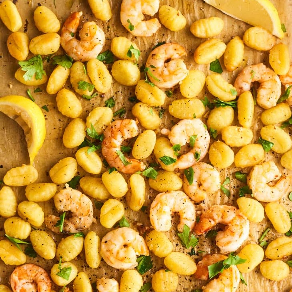 Garlicky Shrimp Sheet Pan Gnocchi
