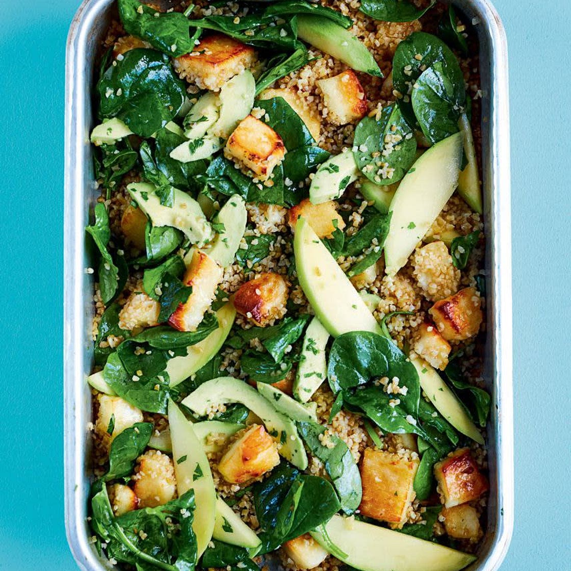 ROASTED HALLOUMI & BULGUR WHEAT SALAD WITH AVOCADO, MANGO & CORIANDER