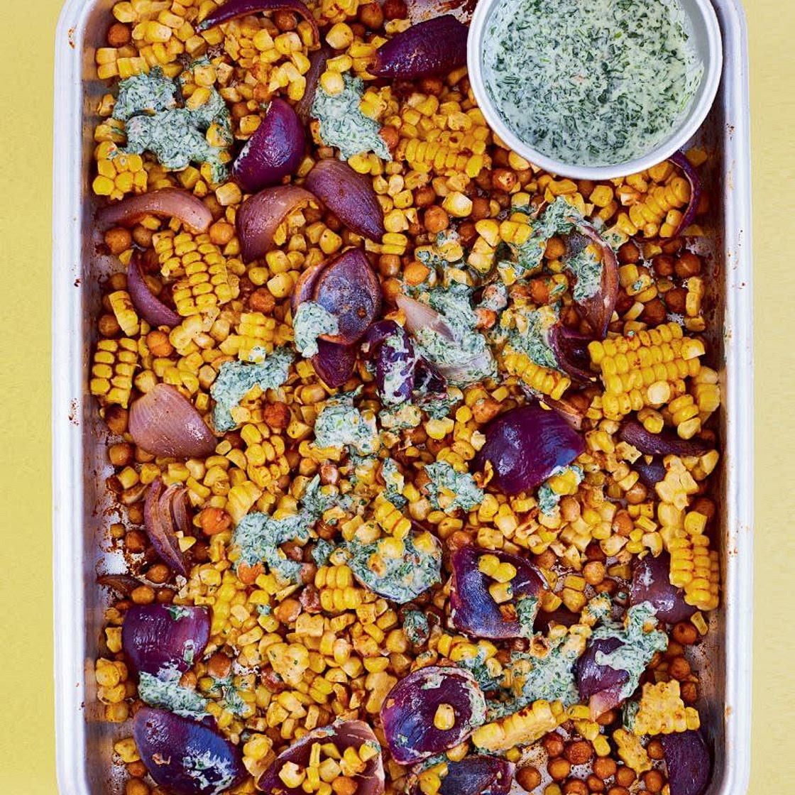 MASALA ROASTED CORN WITH QUICK CORIANDER CHUTNEY