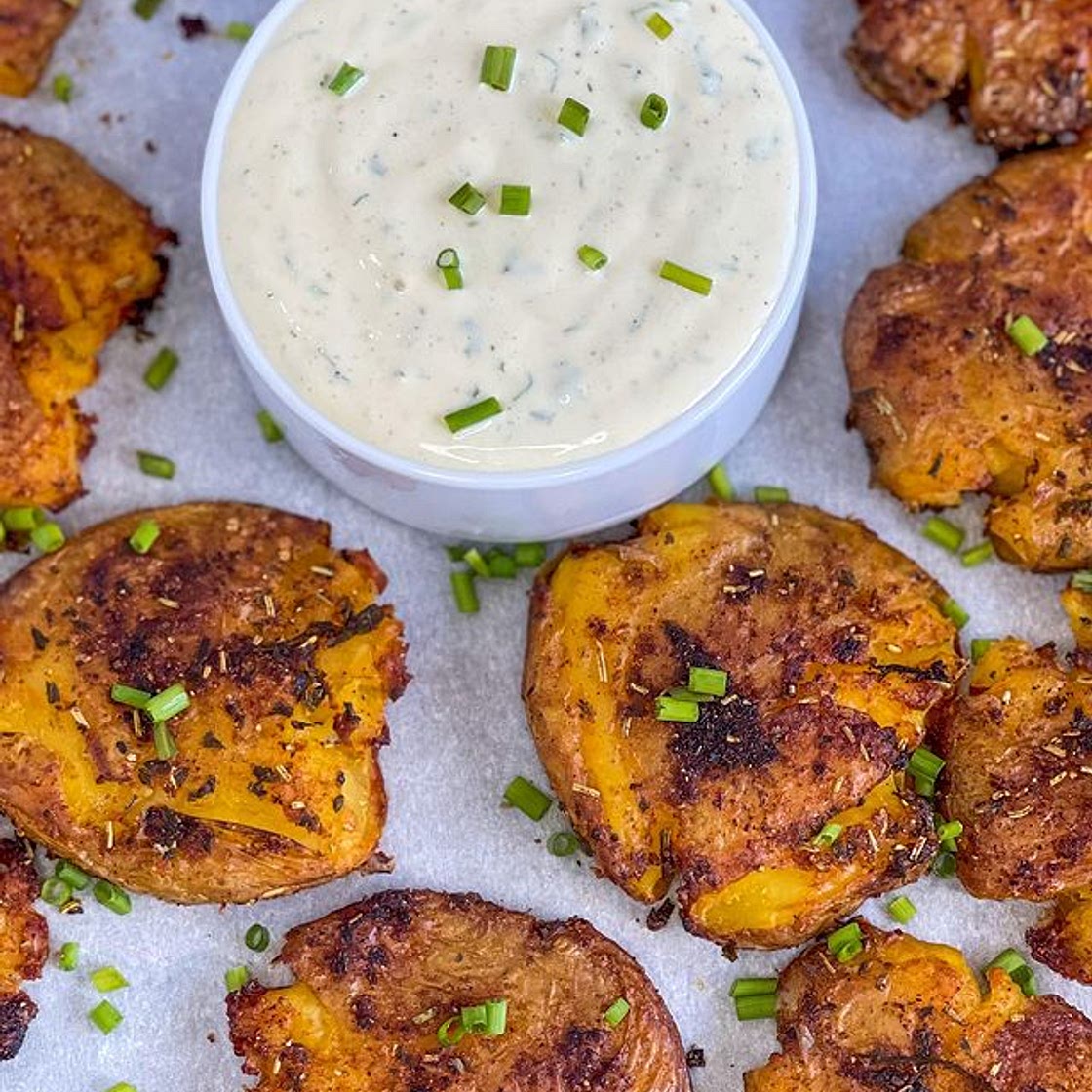 Crispy smashed potatoes