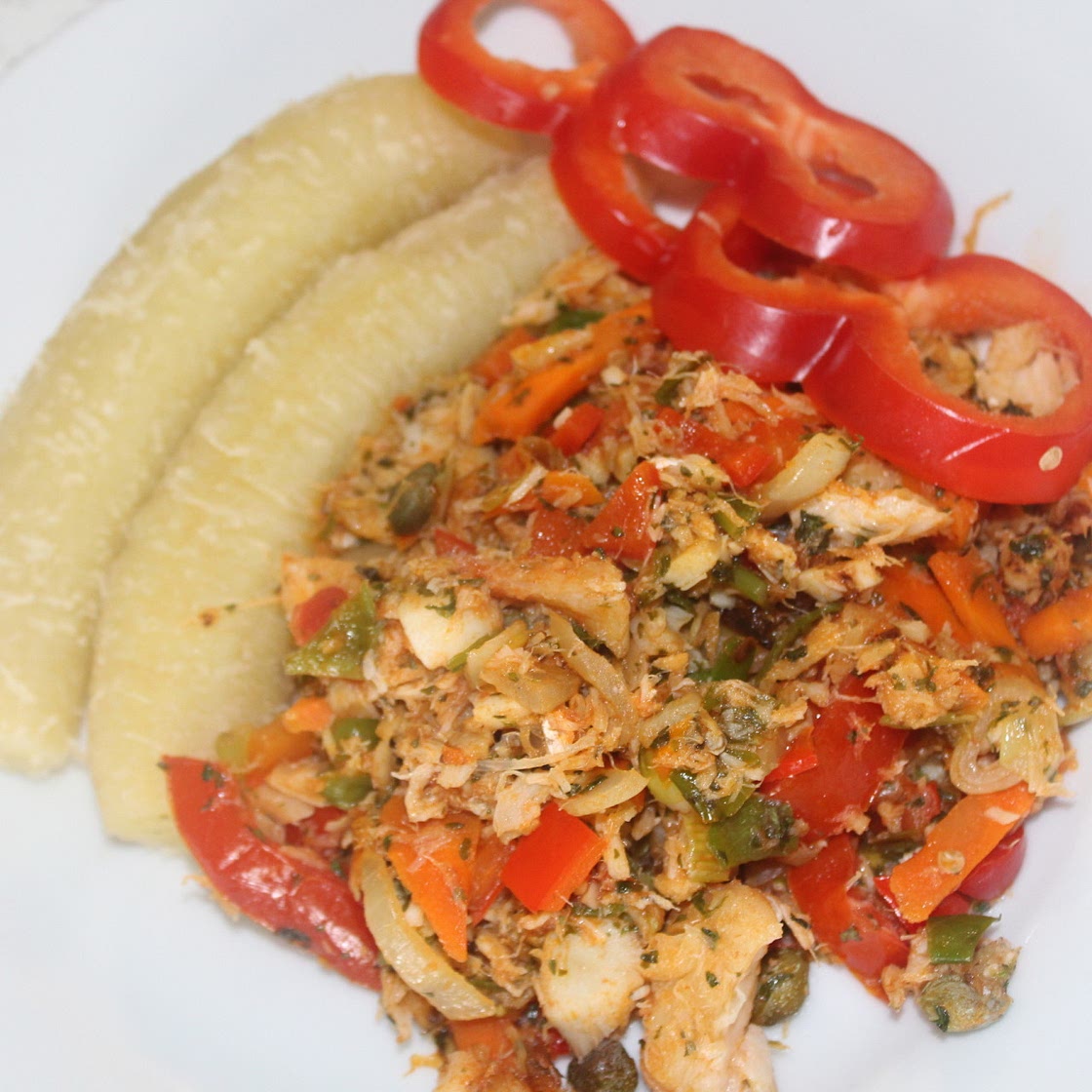Green Fig and Saltfish (Green Banana)