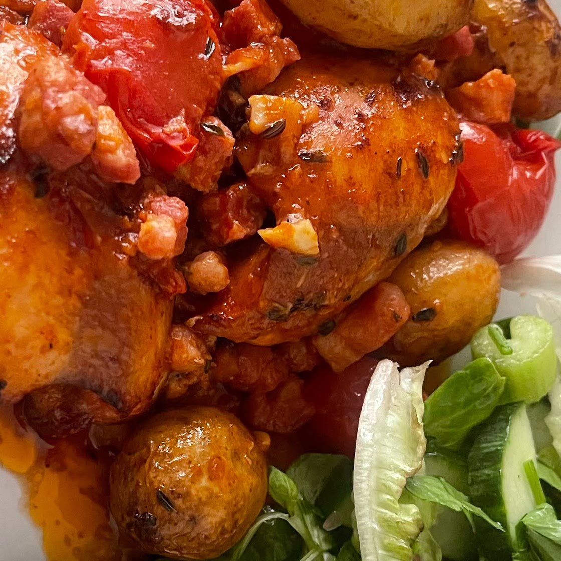 Amatriciana chicken traybake