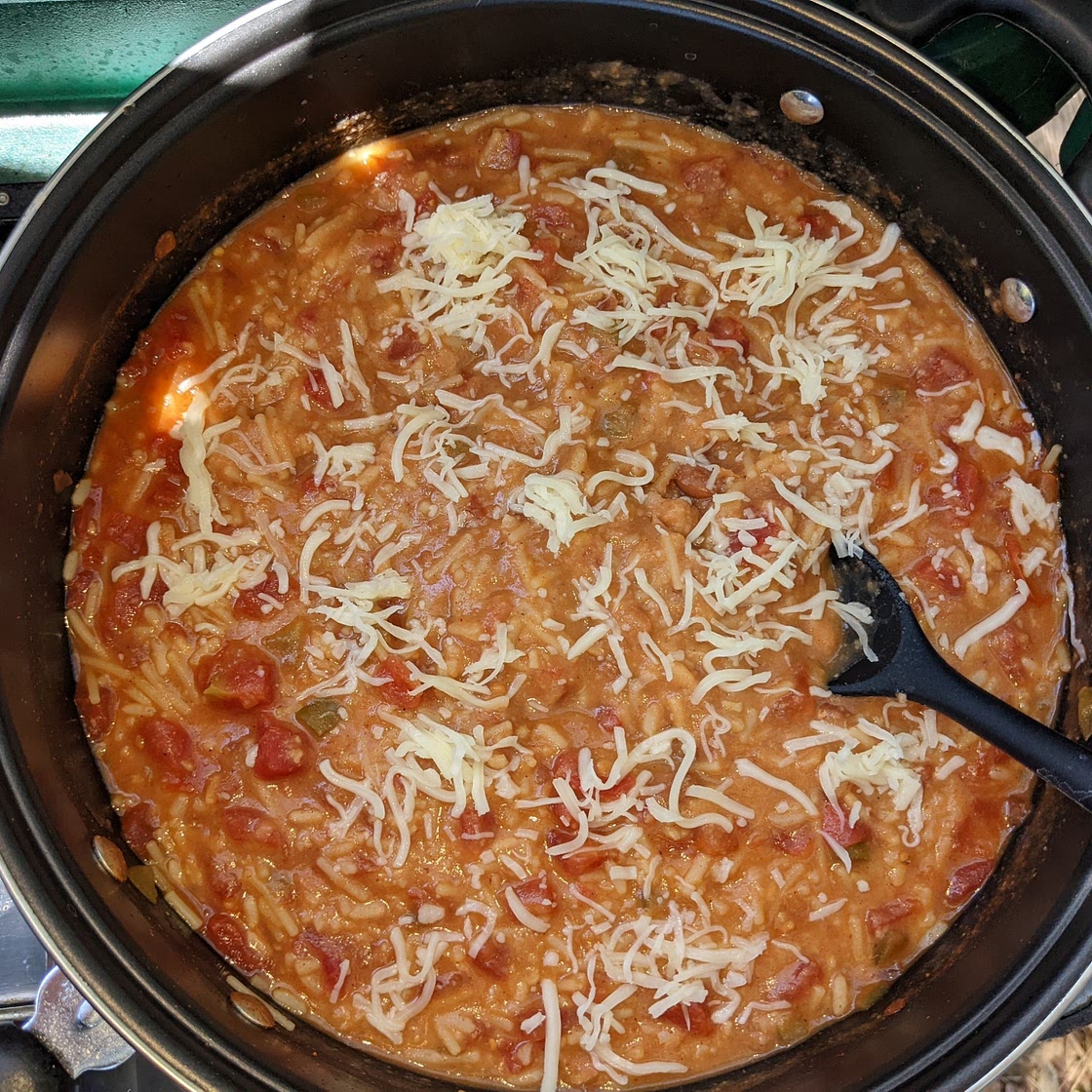 Spanish Rice & Refried Beans for camping (1 pan, 3 ingredients, easy)
