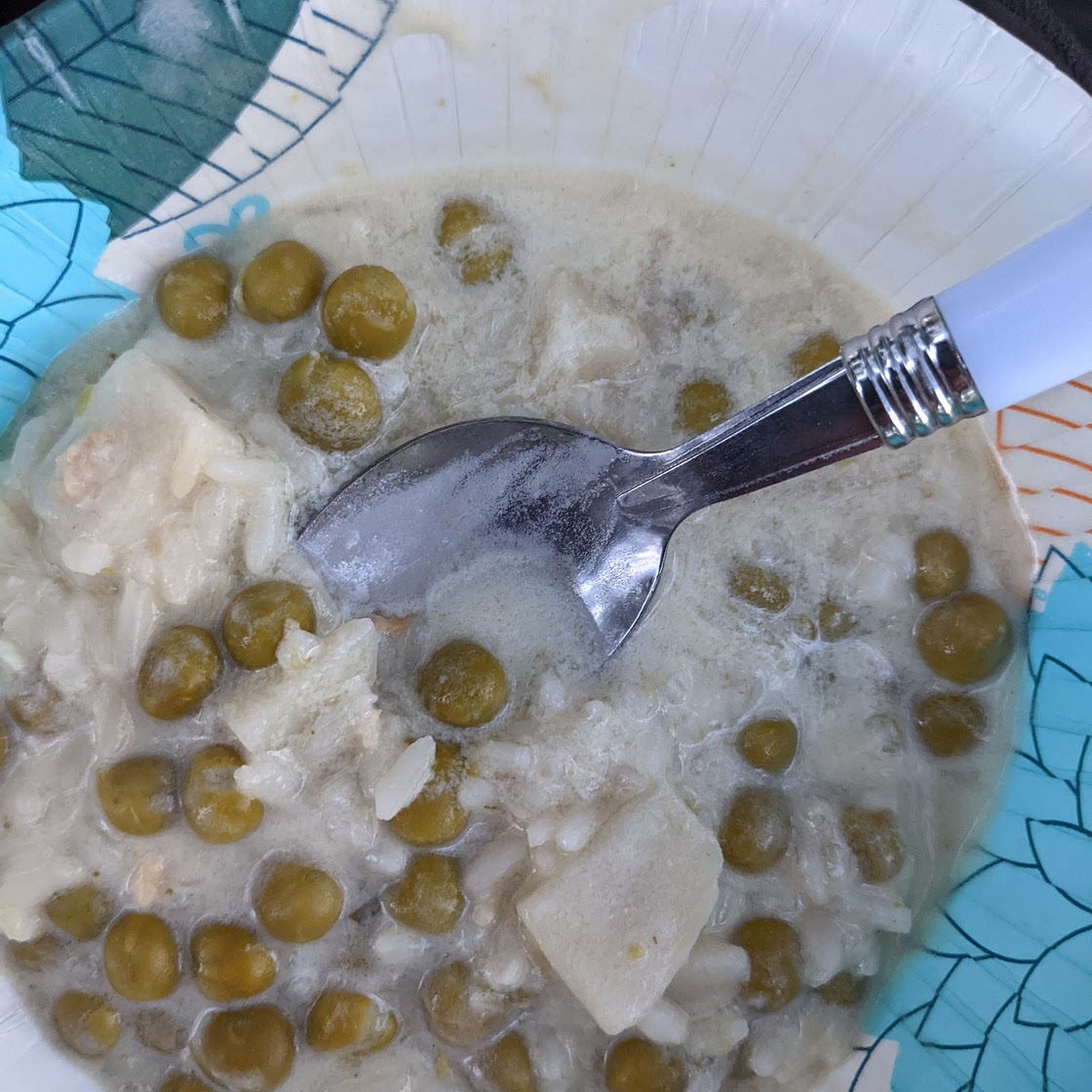 Clam Chowder with Rice and Peas (1 pan, 3 ingredients, easy)