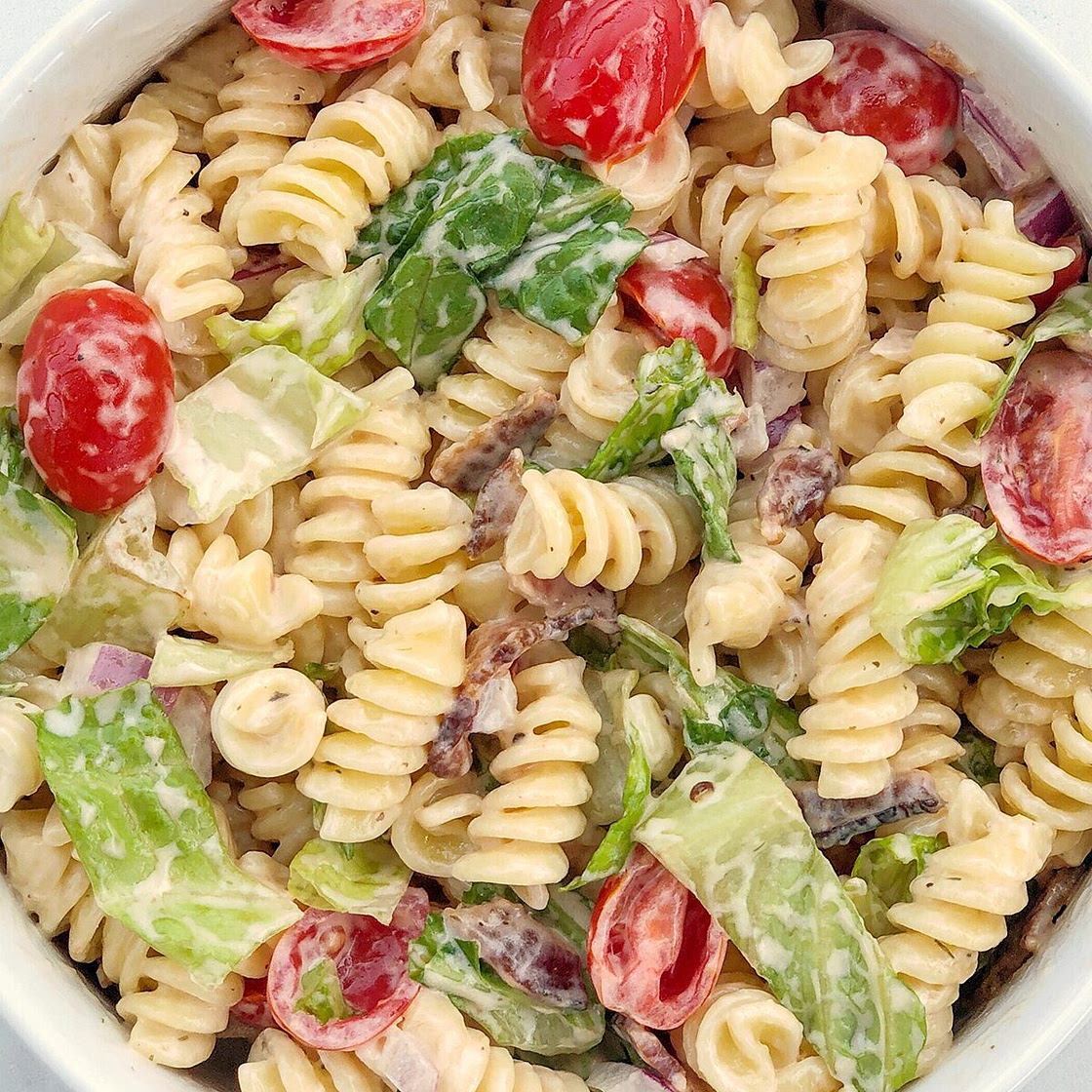 Dairy Free & Egg Free BLT Pasta Salad (With Lettuce)