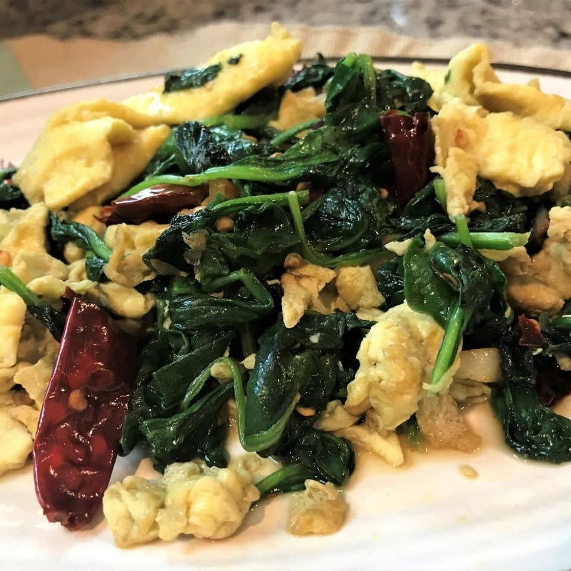 Spinach and Egg Stir Fry | 菠菜炒鸡蛋