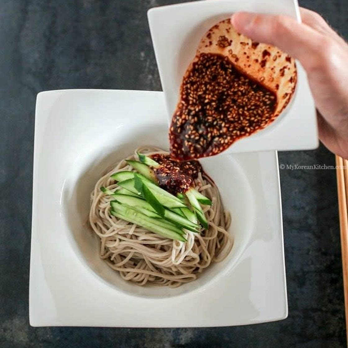 Cucumber Soba Noodles with Sweet Chili Soy Sauce Dressing