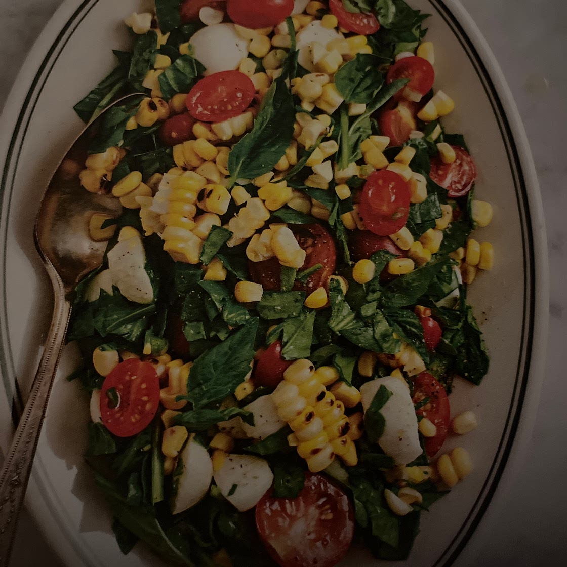 Corn tomato and mozzarella salad
