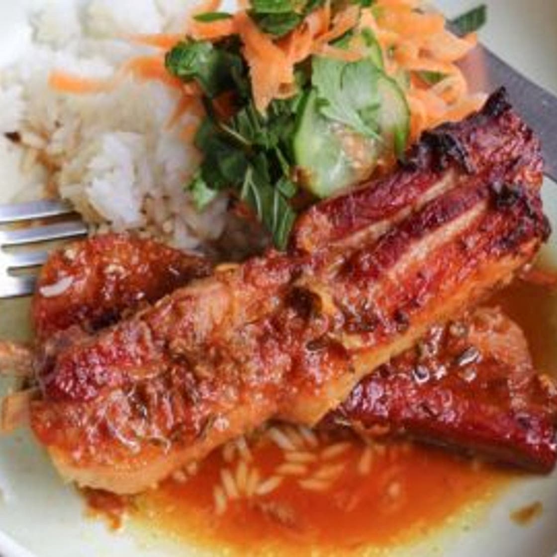 Sweet and Sour Pork Belly rashers baked in one pot